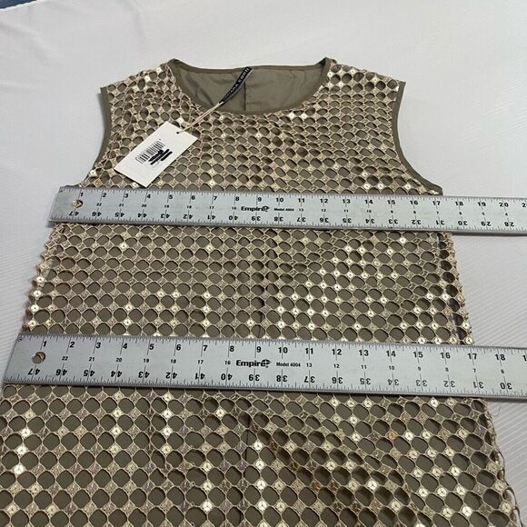 NWT LIVIANA CONTI Gold Sequin Taupe Dress Size 42 New - Picture 5 of 8